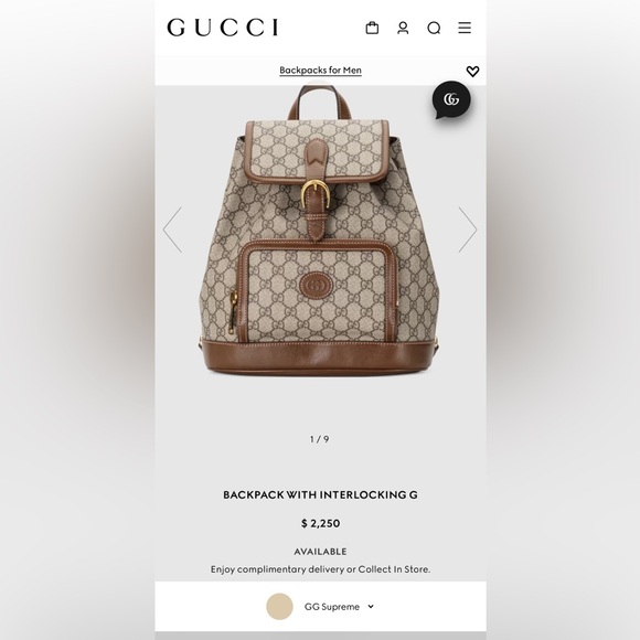GUCCI BACKPACK WITH INTERLOCKING G - Picture 5 of 6